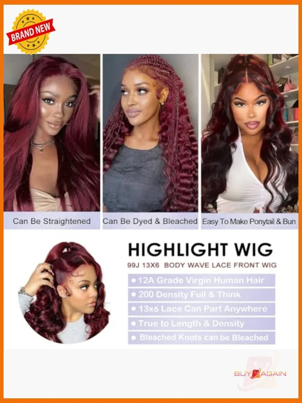 13x6 Lace Front Wig Human Hair 200% Density Body Wave Glueless
